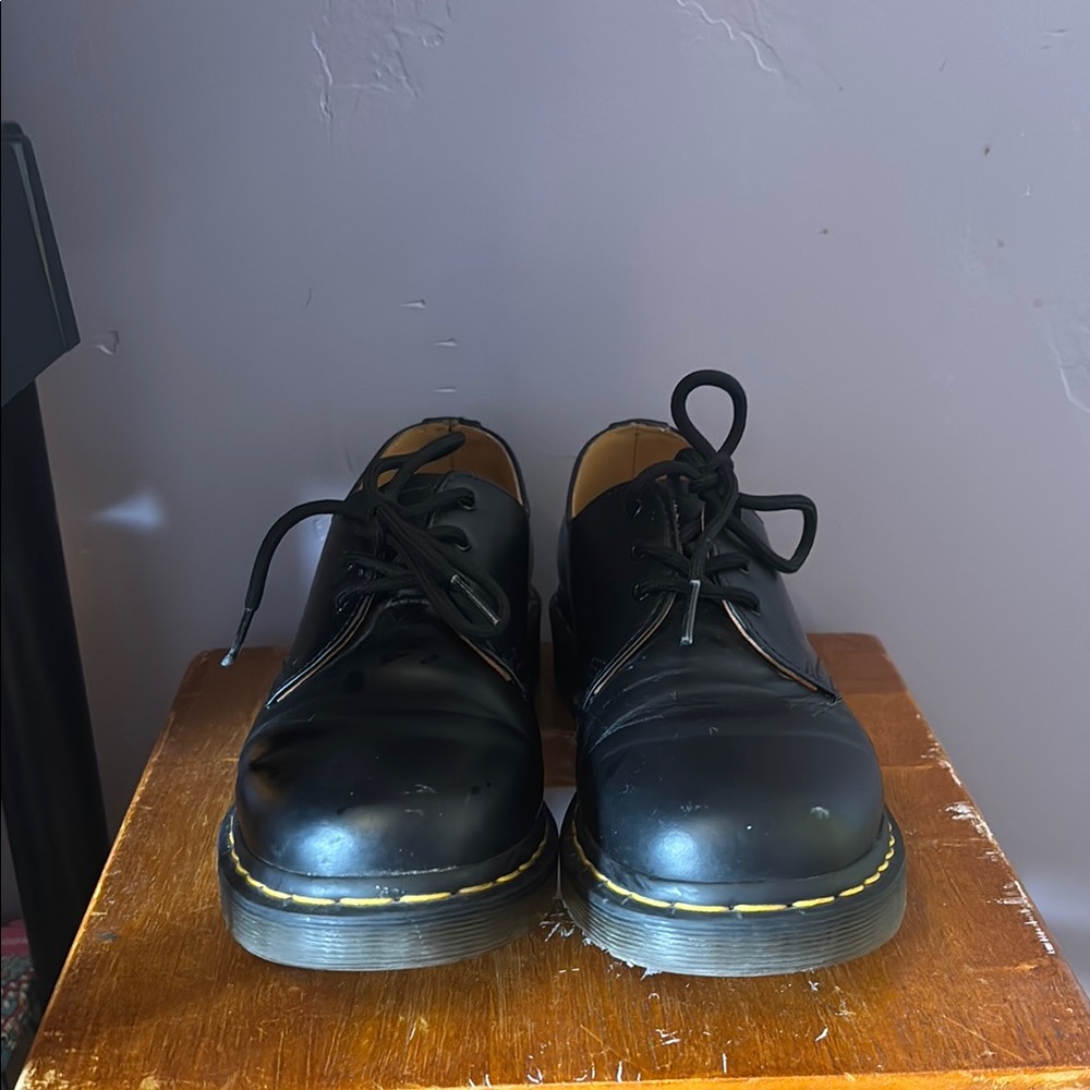 Dr. Martens Black Oxfords with Smooth Leather and Thick Sole
